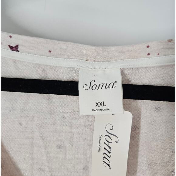 Soma Star Print Terry Long Sleeve Shorts Pajama Set XXL - Picture 5 of 13